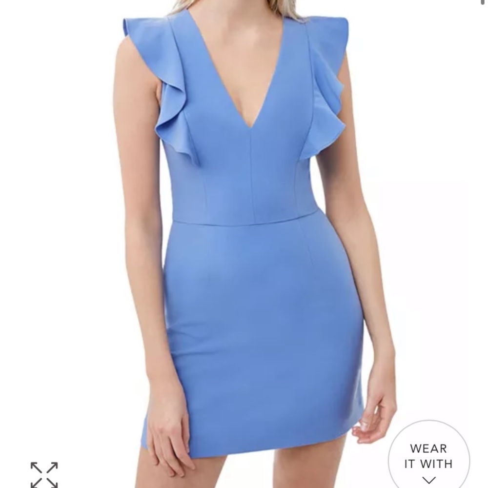 Whisper ruffed v-neck mini dress